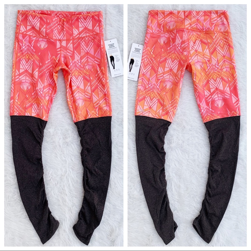 NWT ALO YOGA Guava Indio Ribbed Goddess Leggings - Picture 3 of 13